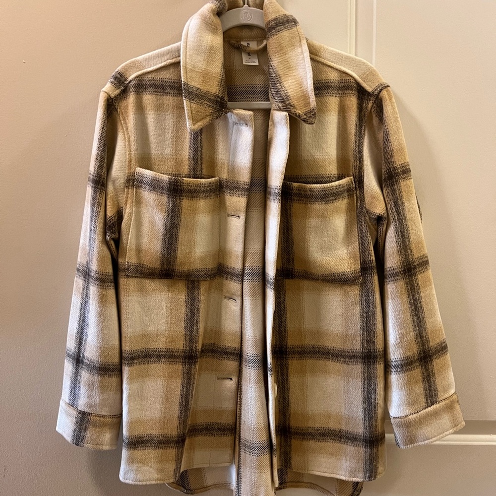 Abound Plaid Beige Utility Jacket